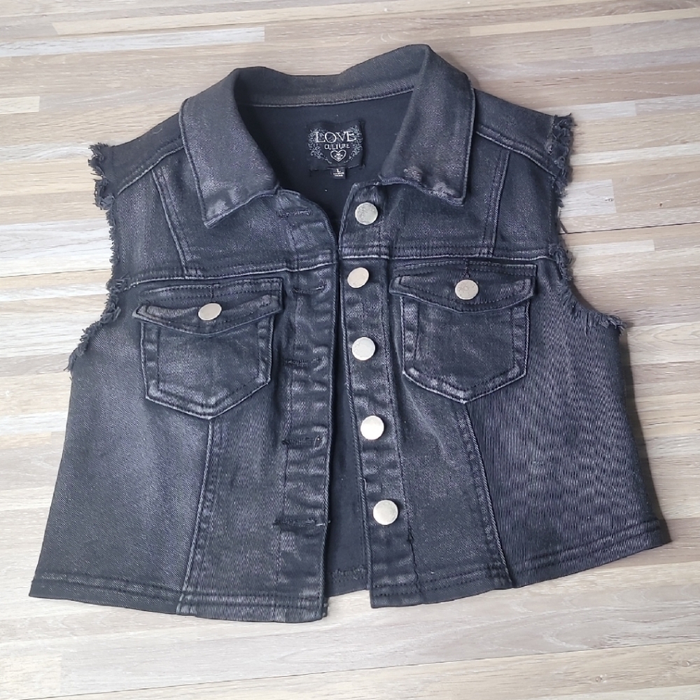 Love Culture‎ Black Denim Crop Top
